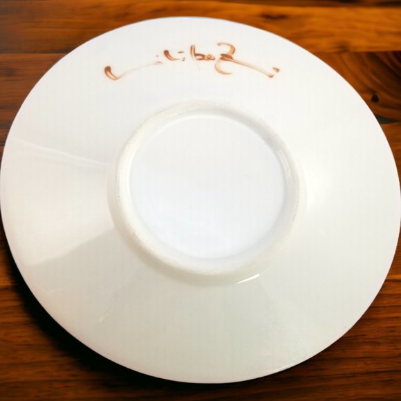 Artistic Porcelain Coffee Mug & Saucer Set, Whimsical Orange-Red Mug-Rhinestones - Picture 8 of 14